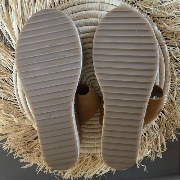 JOIE Women’s Genuine Suede Leather Wedge Espadrille Slip On Sandals Brown Size 8 - Picture 11 of 14